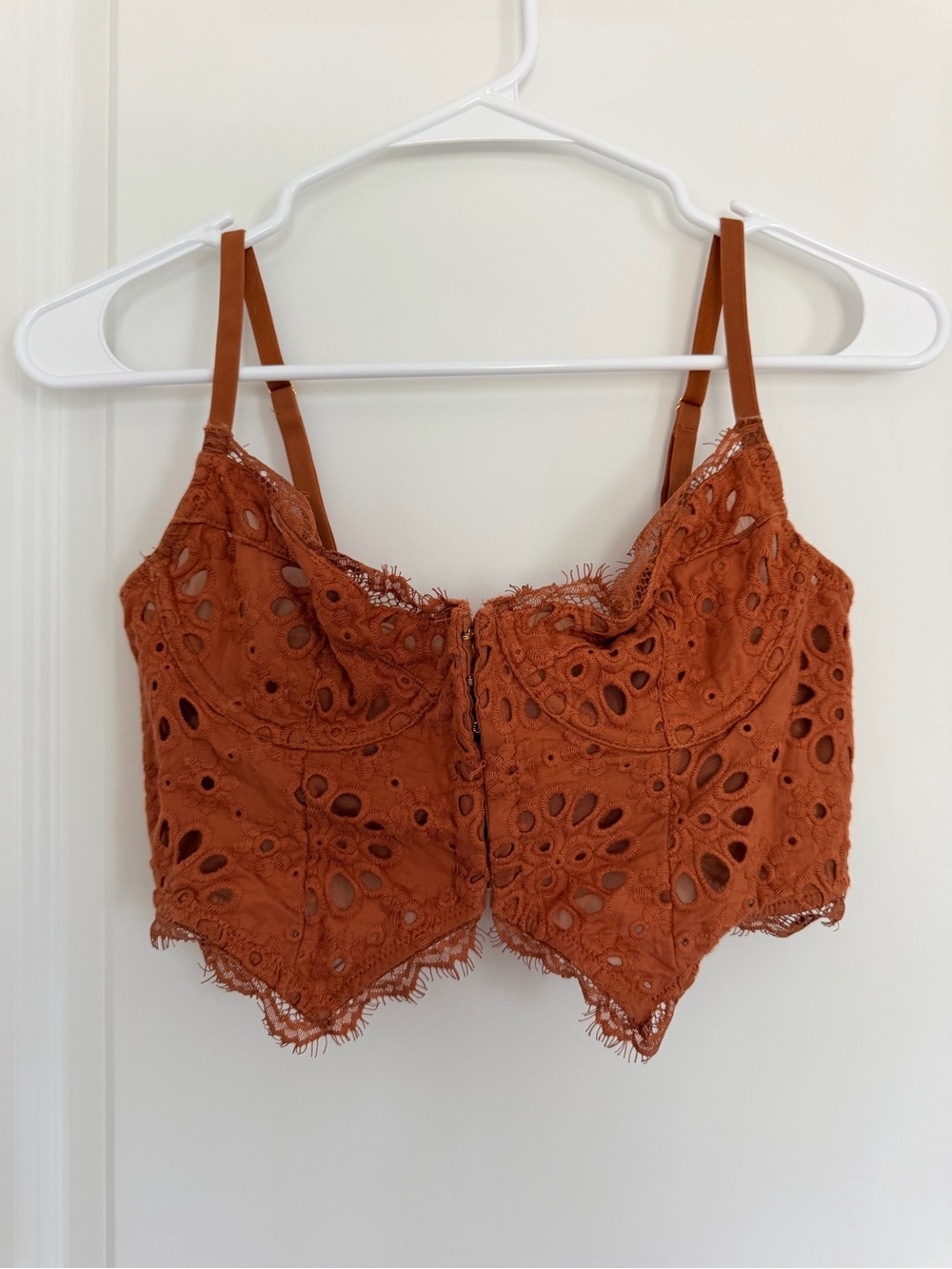 Rust Orange Lace Eyelet Bra Top